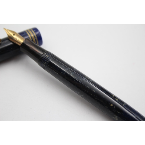 300 - Vintage PARKER Duofold Navy FOUNTAIN PEN w/ 14ct Gold Nib WRITING