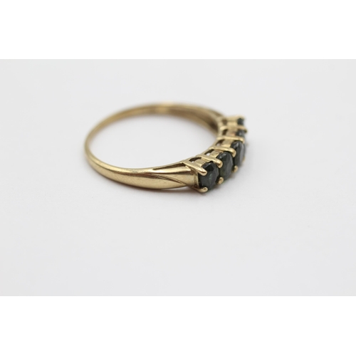 38 - 9ct Gold Green Gemstone Five Stone Dress Ring (1.8g) size O1/2