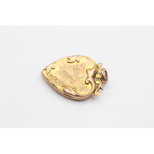 45 - 9ct Back & Front Gold Antique Ornate Heart Locket (4.6g)