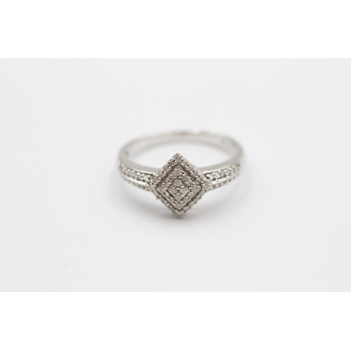 59 - 9ct White Gold Diamond Cluster Ring (3.1g) size N1/2