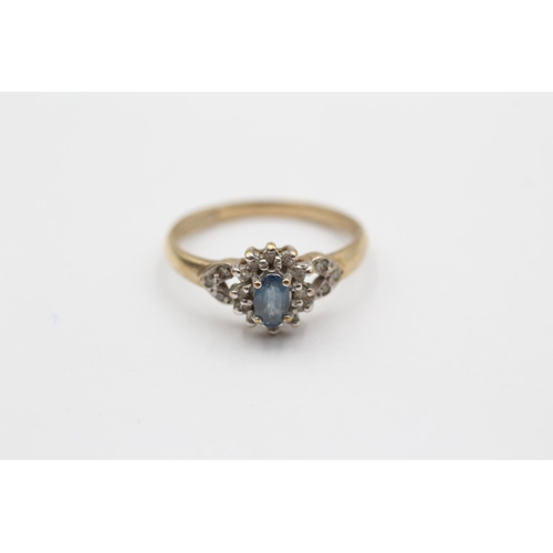 63 - 9ct Gold Sapphire & Diamond Cluster Dress Ring (2g) size N