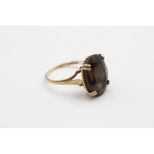 79 - 9ct Gold Vintage Smoky Quartz Cocktail Ring (3.3g) size P