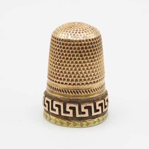 126 - 14ct Gold Greek Meander Key Detail Thimble In Original Case (4.5g)