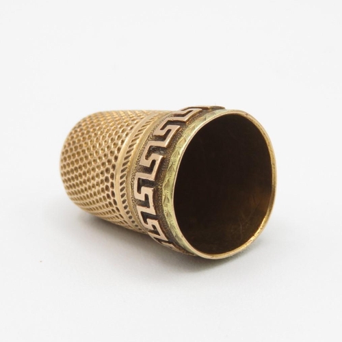 126 - 14ct Gold Greek Meander Key Detail Thimble In Original Case (4.5g)