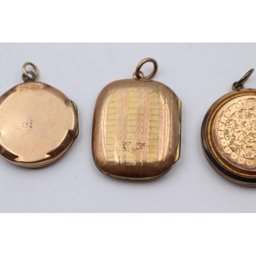 10 - 3 X 9ct Back & Front Gold Antique Etched Lockets (10.6g)