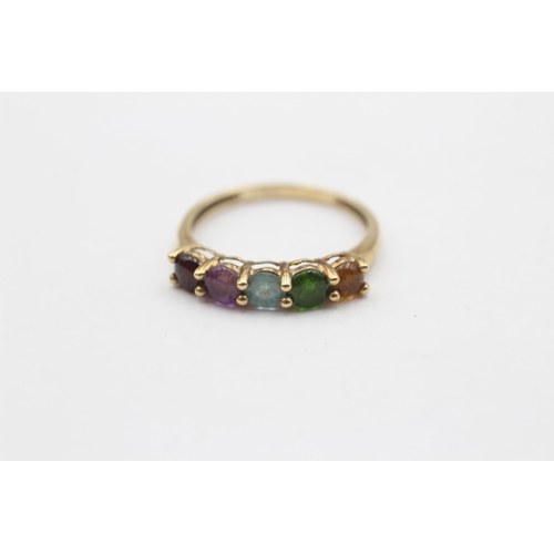 102 - 9ct Gold Garnet/Amethyst/Topaz/Emerald/Citrine Acrostic Five Stone Ring (1.6g) size P