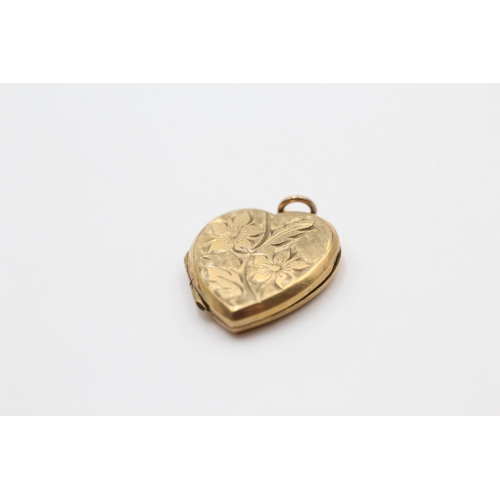 12 - 3 X 9ct Back & Front Gold Vintage Etched Heart Lockets (10.9g)