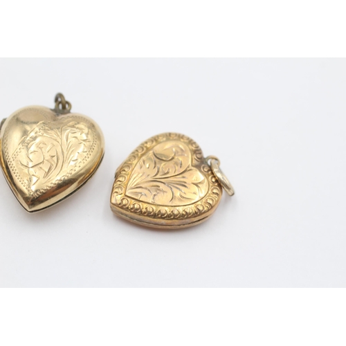 13 - 3 X 9ct Back & Front Gold Vintage Foliate Heart Lockets (10.5g)