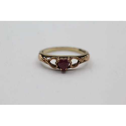 135 - 9ct Rose And Yellow Gold Ruby Heart Organic Openwork Clogau Statement Ring (1.6g) size L