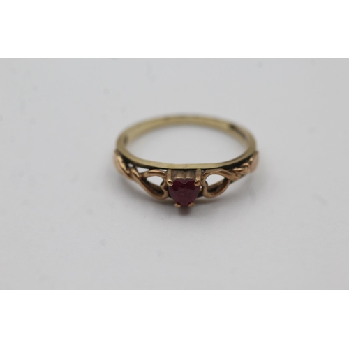 135 - 9ct Rose And Yellow Gold Ruby Heart Organic Openwork Clogau Statement Ring (1.6g) size L