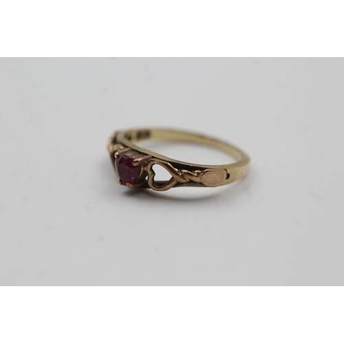 135 - 9ct Rose And Yellow Gold Ruby Heart Organic Openwork Clogau Statement Ring (1.6g) size L