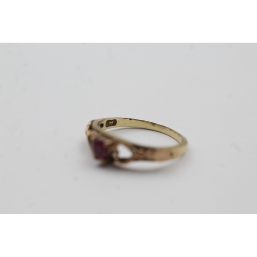 135 - 9ct Rose And Yellow Gold Ruby Heart Organic Openwork Clogau Statement Ring (1.6g) size L