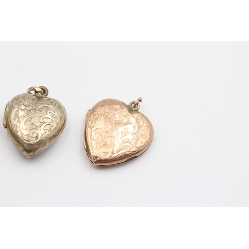 15 - 3 X 9ct Back & Front Gold Vintage Foliate Heart Lockets (9.4g)