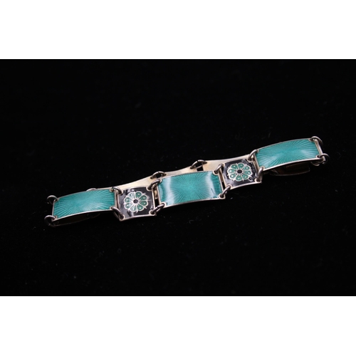 153 - A Silver Enamel Panel Bracelet By David Anderson (17g)