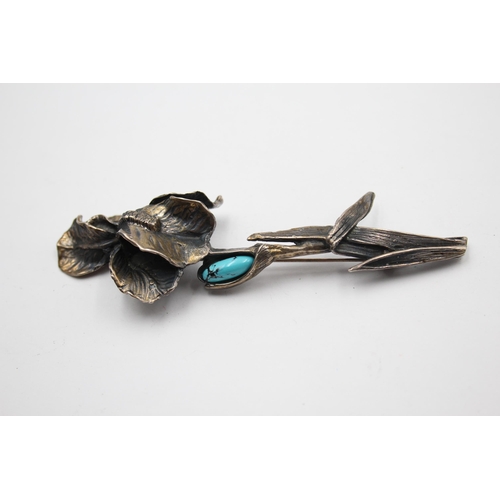 155 - A Modernist Silver Floral Brooch With Polish Hallmarks (46g)