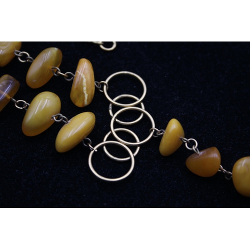 158 - A Gold Plated Amber Drop Necklace (23g)