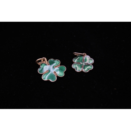 166 - Two Silver Enamel Shamrock Pendants By David Anderson Norway (7g)