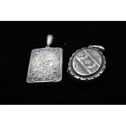 167 - Two Victorian Silver Aesthetic Design Mourning Lockets (23g)