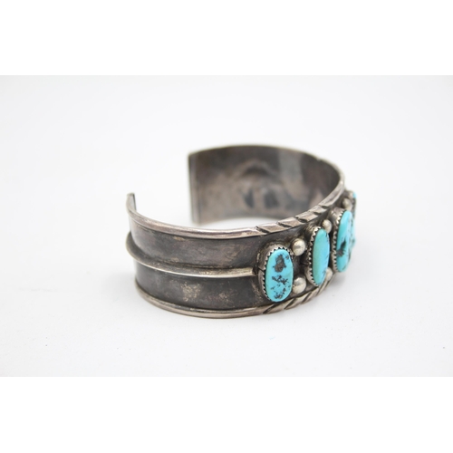 168 - A Silver Artist Signed Turquoise Set Bangle (50g)