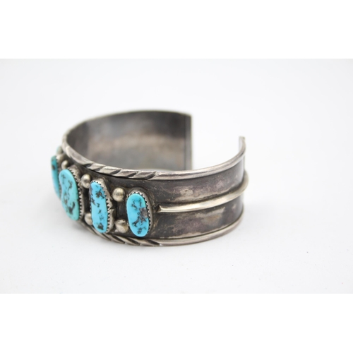 168 - A Silver Artist Signed Turquoise Set Bangle (50g)