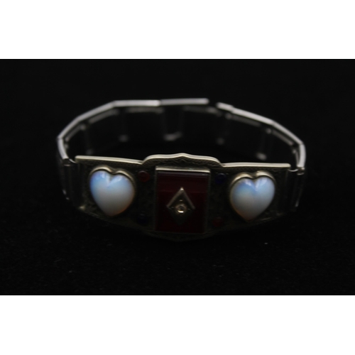 172 - Two Antique Bracelets Decorated With Opalised Glass, Cut Steel And Paste (60g)