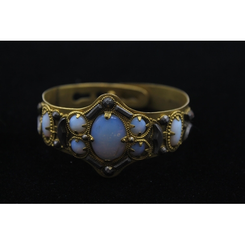 172 - Two Antique Bracelets Decorated With Opalised Glass, Cut Steel And Paste (60g)