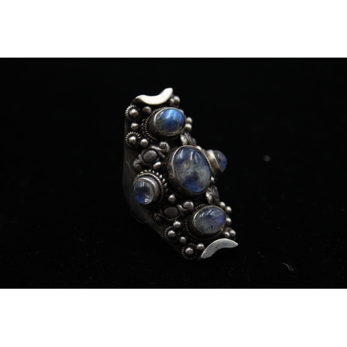 176 - Four Statement Silver Gemstone Set Rings Including Moonstone (74g)