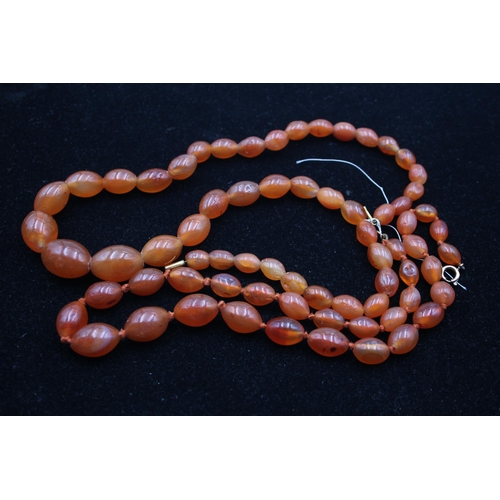 177 - Two Antique Carnelian Bead Necklaces (133g)