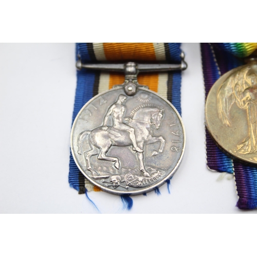 209 - WW1 Medal Pair & Original Ribbons Named 64258 Pte G. Oliver Machine Gun Corps