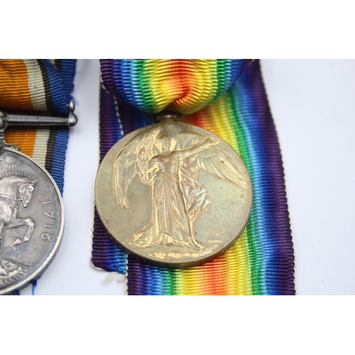 209 - WW1 Medal Pair & Original Ribbons Named 64258 Pte G. Oliver Machine Gun Corps