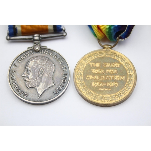 209 - WW1 Medal Pair & Original Ribbons Named 64258 Pte G. Oliver Machine Gun Corps