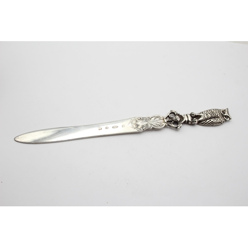 226 - Vintage Hallmarked 1993 Birmingham Import Sterling Silver Owl Letter Opener 43g