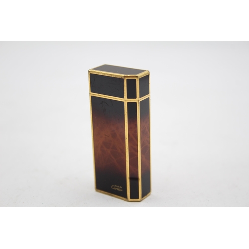 263 - MUST DE CARTIER Gold Plated & Tortoiseshell Effect Lacquer Cigarette Lighter 74g