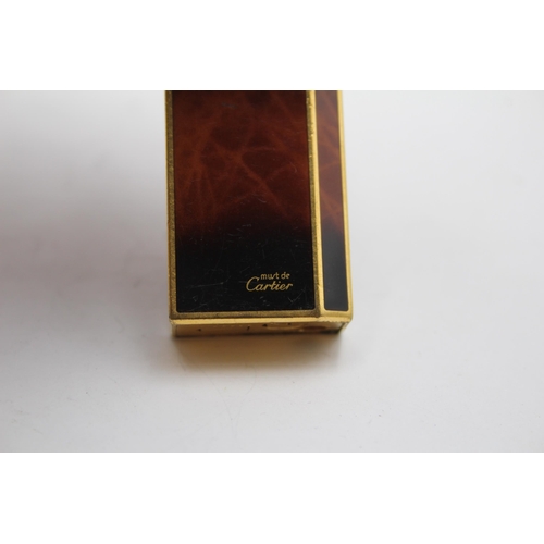 263 - MUST DE CARTIER Gold Plated & Tortoiseshell Effect Lacquer Cigarette Lighter 74g