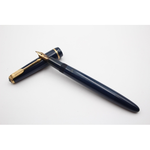 269 - Vintage PARKER Victory Navy FOUNTAIN PEN w/ 14ct Gold Nib WRITING