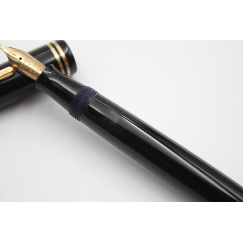 270 - Vintage PARKER Victory Black FOUNTAIN PEN w/ 14ct Gold Nib WRITING