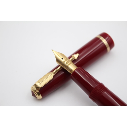 271 - CHALK MARKED Vintage PARKER Duofold Burgundy FOUNTAIN PEN w/ 14ct Nib