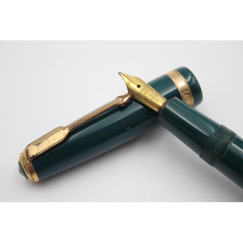 272 - Vintage PARKER Duofold Green FOUNTAIN PEN w/ 14ct Gold Nib WRITING