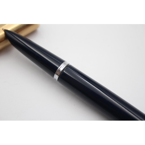 273 - Vintage PARKER 51 Navy FOUNTAIN PEN w/ Rolled Gold Cap WRITING