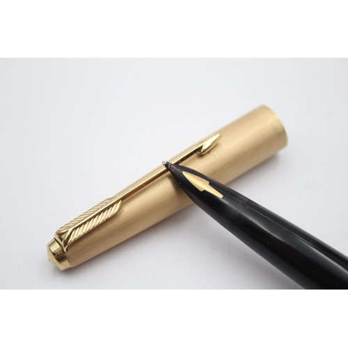 274 - Vintage PARKER 61 Gold Plated FOUNTAIN PEN w/ 14ct Gold Nib WRITING (29g)