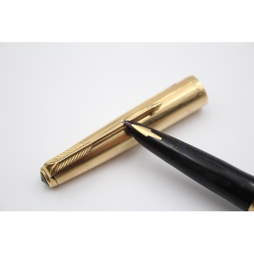 278 - Vintage PARKER 61 Gold Plated FOUNTAIN PEN w/ Gold Plate Nib WRITING (22g)