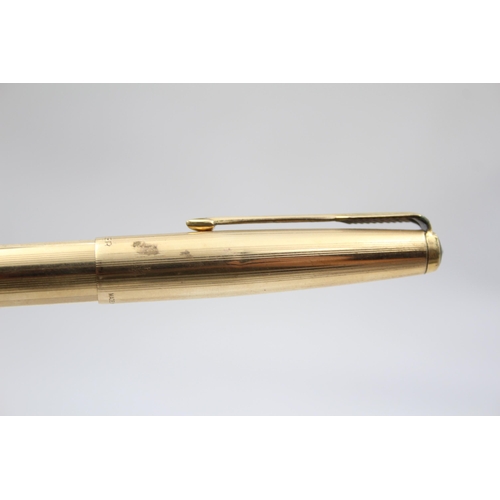 278 - Vintage PARKER 61 Gold Plated FOUNTAIN PEN w/ Gold Plate Nib WRITING (22g)