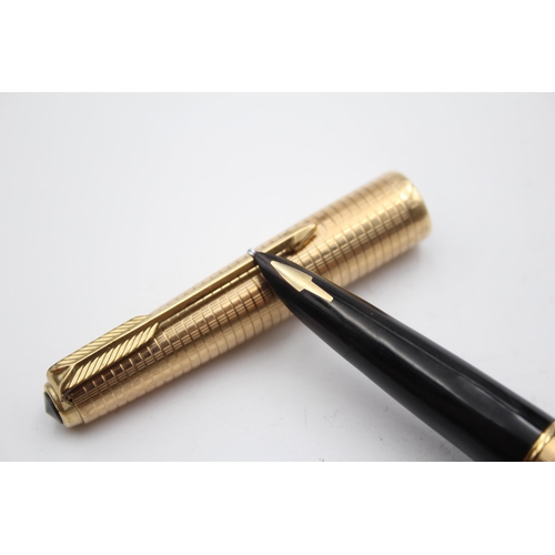 279 - Vintage PARKER 61 Gold Plated FOUNTAIN PEN w/ Gold Plate Nib WRITING (24g)