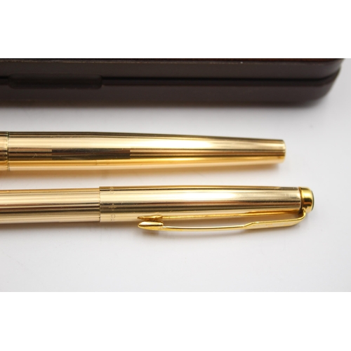 285 - Vintage PARKER 50 Falcon Gold Plated FOUNTAIN PEN w/ Gold Plate Nib, Ballpoint