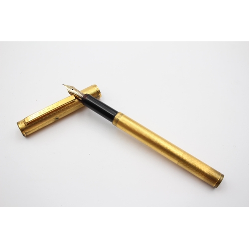 288 - Vintage DUNHILL Gold Plated FOUNTAIN PEN w/ 14ct Gold Nib WRITING (32g)