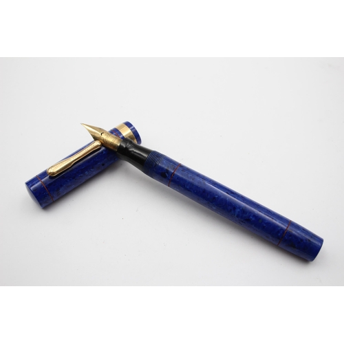 294 - Vintage CONKLIN Senior Endura Blue Fountain Pen w/ 14ct Gold Nib WRITING