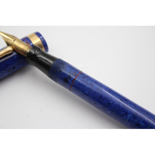 294 - Vintage CONKLIN Senior Endura Blue Fountain Pen w/ 14ct Gold Nib WRITING