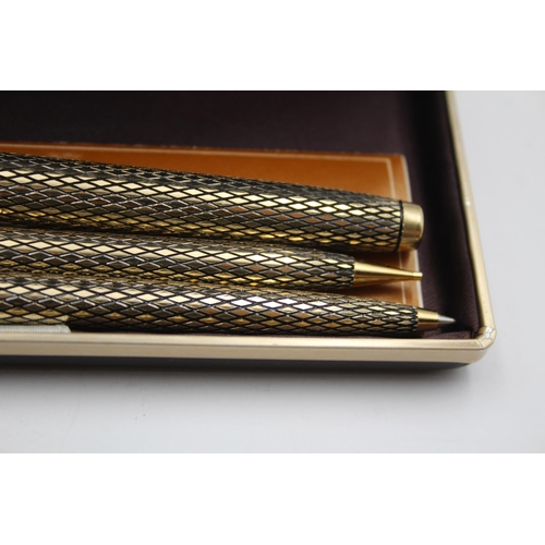 296 - Vintage SHEAFFER Imperial Gold Plated FOUNTAIN PEN w 14ct Nib, Ballpoint, Pencil