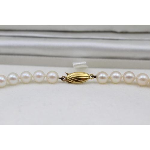 52 - 9ct Gold Clasp On Pearl Beaded Single Strand Necklace In Original Packaging (25.9g)