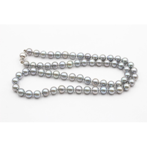 6 - 18ct White Gold Clasp On Pearl Beaded Strand Necklace (23.3g)